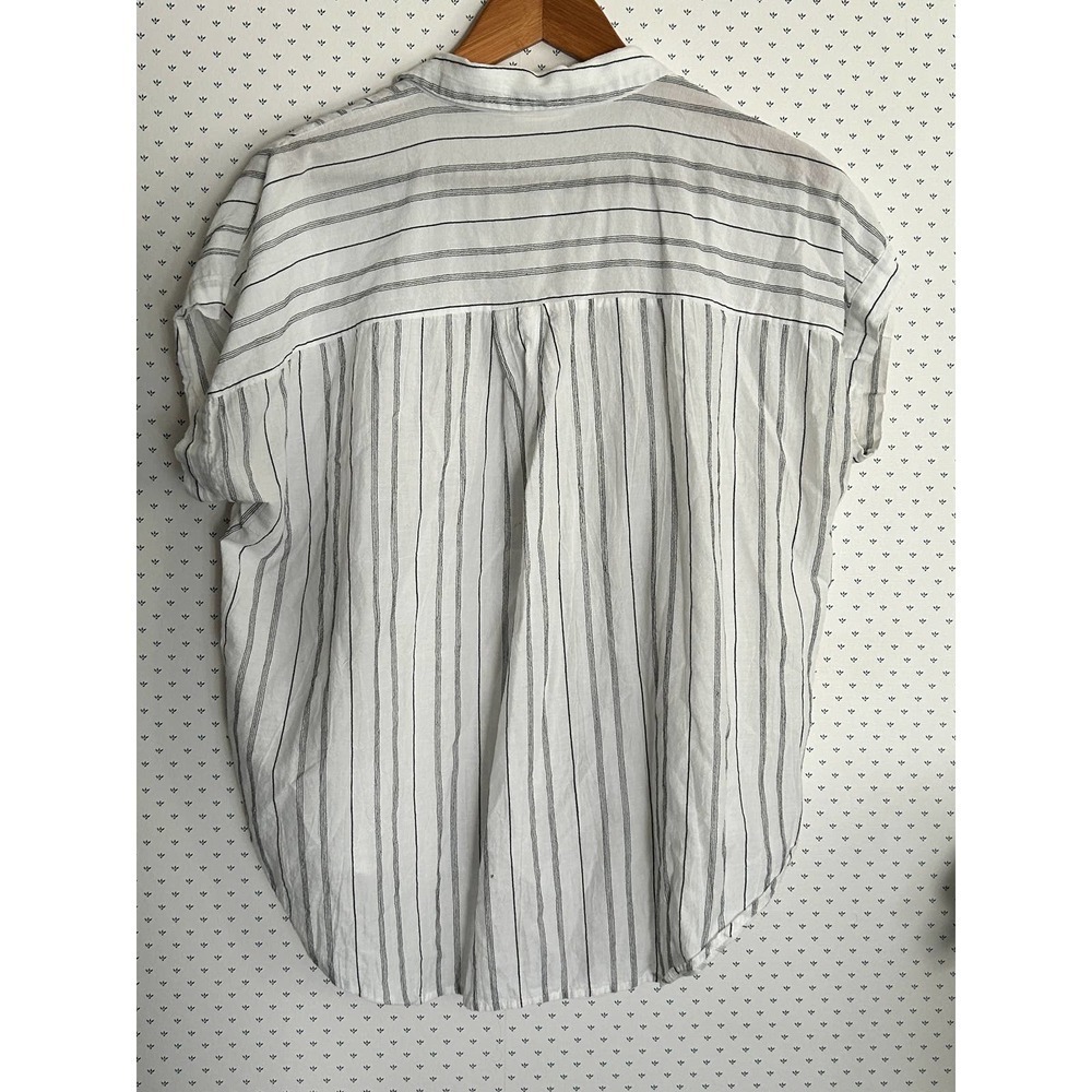 Eileen Fisher Organic Cotton Tencel Striped Boxy Shirt L PL Petite Lagenlook - Picture 3 of 6